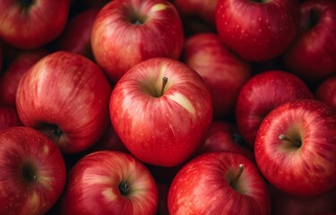 many fresh red organic apples that have just been freshly harvested. many fresh organic apple background