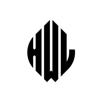 XWL circle letter logo design with circle and ellipse shape. XWL ellipse letters with typographic style. The three initials form a circle logo. XWL circle emblem abstract monogram letter mark vector.