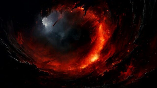 Infernal Abyss: The Red Flame Within the Dark Maw of the Black Hole