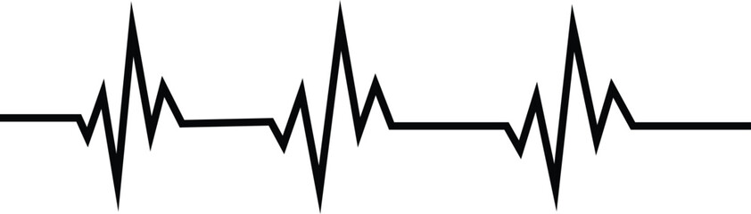 Vector illustration: a black heartbeat line on a white background. ECG and EKG pulse rate