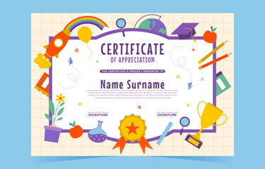 Fun Cute Certificate Template for Children - obrazy, fototapety, plakaty