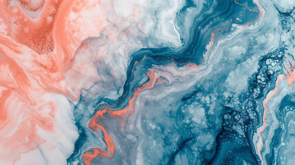 Seafoam, Navy Blue and Salmon colours marble background vector presentation design - obrazy, fototapety, plakaty