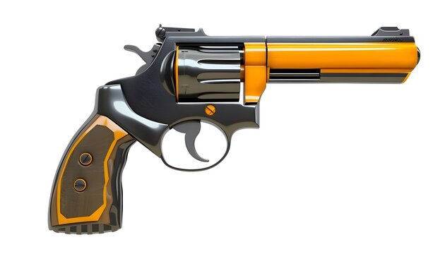 Isolated modern two-colored firearm revolver gun