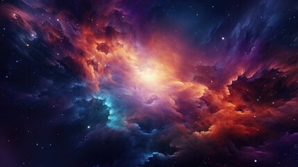 Nebulaic Space with Embedded Cosmic Components - obrazy, fototapety, plakaty