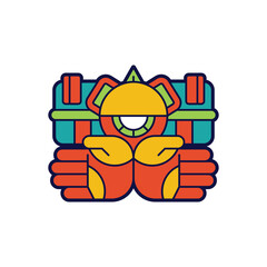 illustrator logo template aztec, with symbols of one eye and palm
