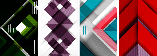 Fototapeta premium Set of geometric abstract poster backgrounds. Vector illustration For Wallpaper, Banner, Background, Card, Book Illustration, landing page
