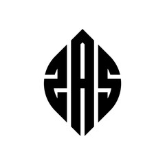 ZAS circle letter logo design with circle and ellipse shape. ZAS ellipse letters with typographic style. The three initials form a circle logo. ZAS circle emblem abstract monogram letter mark vector.