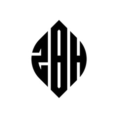 Obraz premium ZBH circle letter logo design with circle and ellipse shape. ZBH ellipse letters with typographic style. The three initials form a circle logo. ZBH circle emblem abstract monogram letter mark vector.