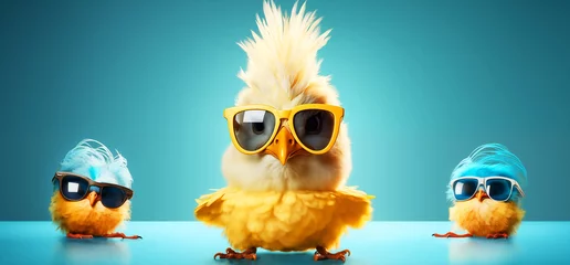 Poster Funny punk chicken with sunglasses © EKH-Pictures