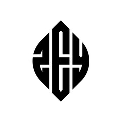 Obraz premium ZEY circle letter logo design with circle and ellipse shape. ZEY ellipse letters with typographic style. The three initials form a circle logo. ZEY circle emblem abstract monogram letter mark vector.