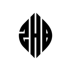 Obraz premium ZHB circle letter logo design with circle and ellipse shape. ZHB ellipse letters with typographic style. The three initials form a circle logo. ZHB circle emblem abstract monogram letter mark vector.