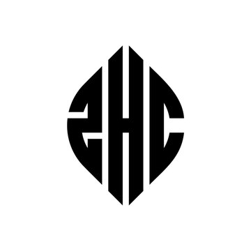 ZHC circle letter logo design with circle and ellipse shape. ZHC ellipse letters with typographic style. The three initials form a circle logo. ZHC circle emblem abstract monogram letter mark vector.