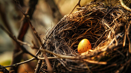 Birds Nest With Egg - Symbolic Image of New Life and Resurrection