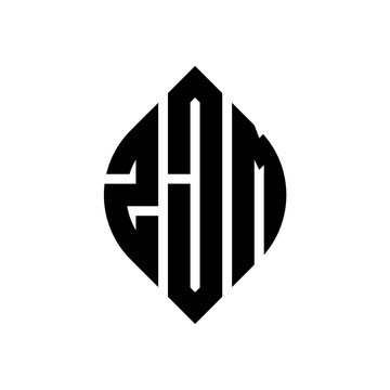 ZJM circle letter logo design with circle and ellipse shape. ZJM ellipse letters with typographic style. The three initials form a circle logo. ZJM circle emblem abstract monogram letter mark vector.