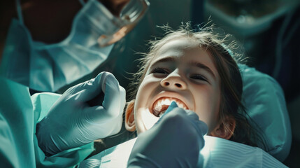 Dentist Examining Young Boys Teeth - obrazy, fototapety, plakaty