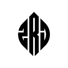 ZRJ circle letter logo design with circle and ellipse shape. ZRJ ellipse letters with typographic style. The three initials form a circle logo. ZRJ circle emblem abstract monogram letter mark vector.
