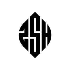 Obraz premium ZSH circle letter logo design with circle and ellipse shape. ZSH ellipse letters with typographic style. The three initials form a circle logo. ZSH circle emblem abstract monogram letter mark vector.