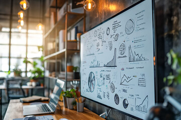 Modern Workspace with Business Strategy Board