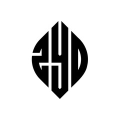 ZYD circle letter logo design with circle and ellipse shape. ZYD ellipse letters with typographic style. The three initials form a circle logo. ZYD circle emblem abstract monogram letter mark vector.