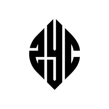 ZYC circle letter logo design with circle and ellipse shape. ZYC ellipse letters with typographic style. The three initials form a circle logo. ZYC circle emblem abstract monogram letter mark vector.