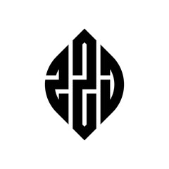 ZZJ circle letter logo design with circle and ellipse shape. ZZJ ellipse letters with typographic style. The three initials form a circle logo. ZZJ circle emblem abstract monogram letter mark vector.