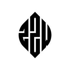 ZZW circle letter logo design with circle and ellipse shape. ZZW ellipse letters with typographic style. The three initials form a circle logo. ZZW circle emblem abstract monogram letter mark vector.