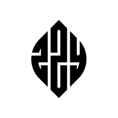 Obraz premium ZZY circle letter logo design with circle and ellipse shape. ZZY ellipse letters with typographic style. The three initials form a circle logo. ZZY circle emblem abstract monogram letter mark vector.