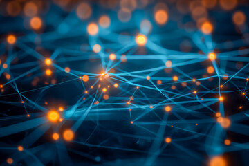 Abstract Network Mesh with Glowing Nodes