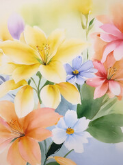 Fototapeta na wymiar water color colorful flower background 1