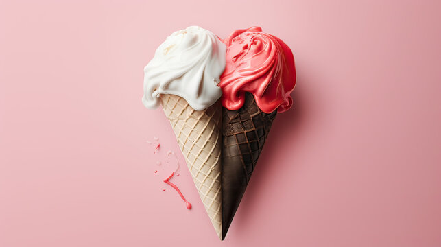 Visual Poetry of Minimalist Love Elegant Ice Cream Bliss Background Ai Generative