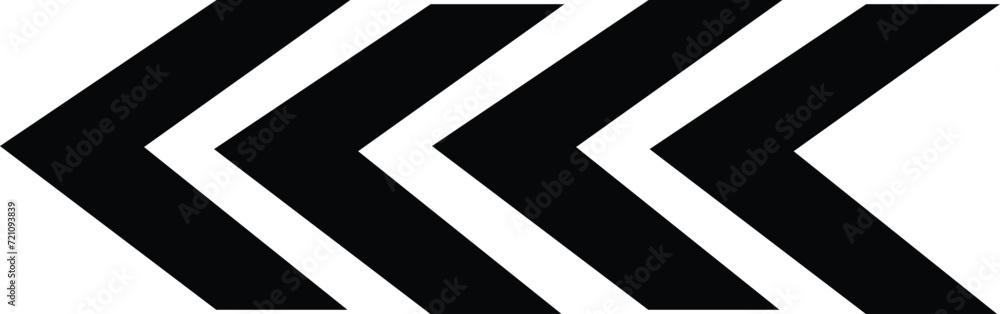 Poster black left swipe directional traffic arrow sign on a white background. set of black arrows pointing 