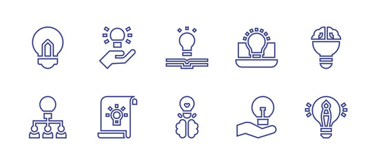 Idea line icon set. Editable stroke. Vector illustration. Containing idea, ideas.