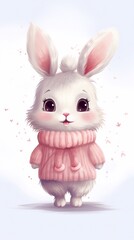 Fototapeta premium fluffy bunny in a knitted sweater illustration