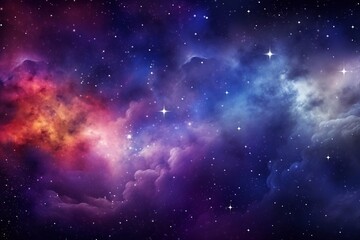 Abstract space wallpaper. Black hole with nebula over stars and cloud fields in outer space. Magnificent glowing night background. Top view