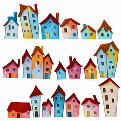 Houses. Abstract seamless pattern. AI generated.