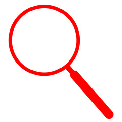 赤い虫眼鏡のシンプルなイラストアイコン