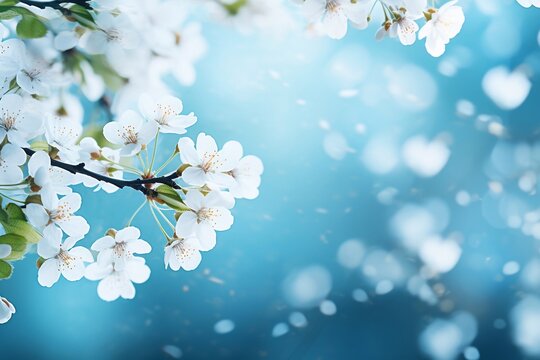 Spring border background with white blossom
