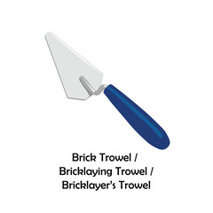 Brick trowel color illustration flat vector. Work tool. DIY tool.