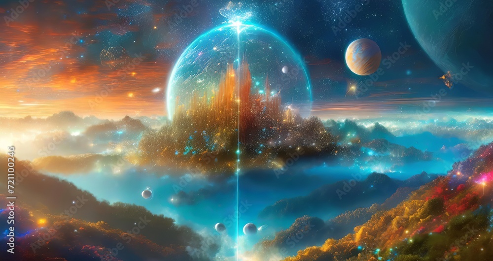Wall mural Ai generated parallel universe concept