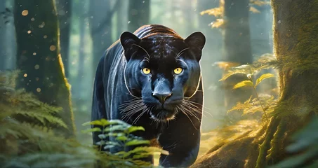 Tuinposter Ai generated black panther with fierce ,panther ,black © Prashant