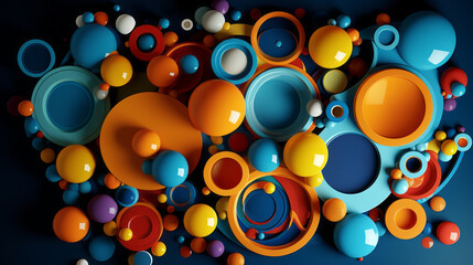 Cosmic Playground: Vibrant Geometric Shapes and Spheres 