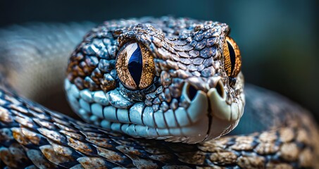 Obraz premium Ai generated closeup shot of snakes with crystal clear eyes
