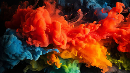 Vibrant Dance of Red and Teal Smoke