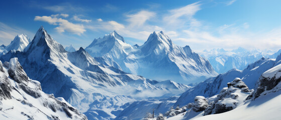 Fototapeta premium Majestic Snow-Covered Mountain Peaks