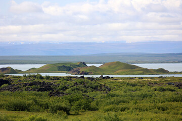 Iceland-Fantastic landscape at Lake Myvatn with its pseudo craters