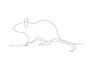 Abstract rat,mouse,continuous one line art hand drawing sketch