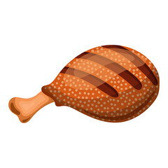 Grilled chicken leg. Vector illustration on a white background