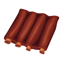 Grilled meat on the bone, ribs. Vector illustration on a white background