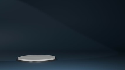 3D Rendering blue background with white podium