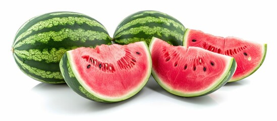 Ripe Watermelons on Isolated White Background - Bursting with Juicy Ripe Watermelons against a Clean Isolated White Background